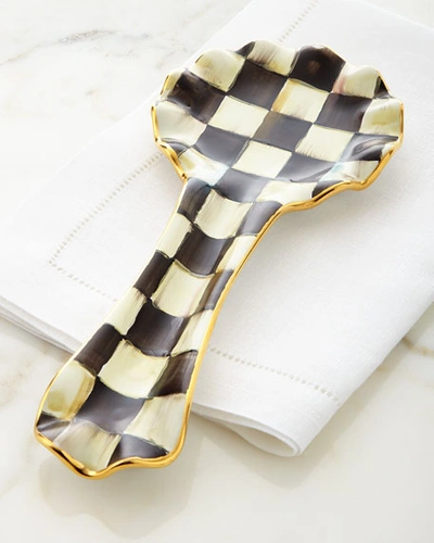 Mackenzie-childs Courtly Check Spoon Rest In Black/white