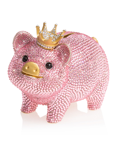 Jay Strongwater Pave Piggy Bank With Crown In Light Pink