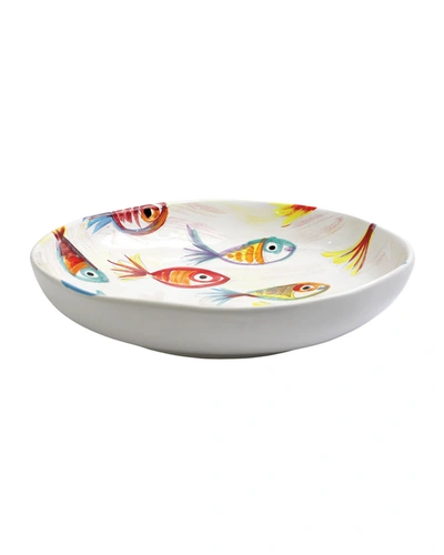 Vietri Pesci Colorati Shallow Bowl In White