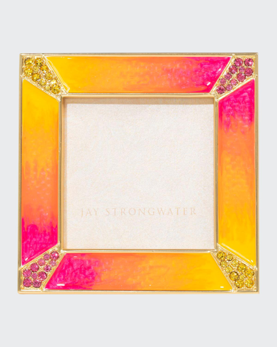 Jay Strongwater Leland Ombre Pave Corner Frame, 2" In Bright Pink