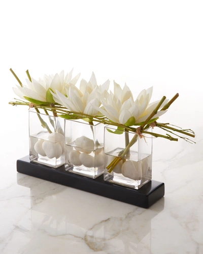 John-richard Collection Water Lilies Faux-floral Arrangement In White