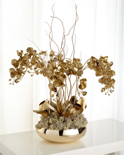 John-richard Collection Golden Phalaenopsis Orchid Faux Floral Arrangement