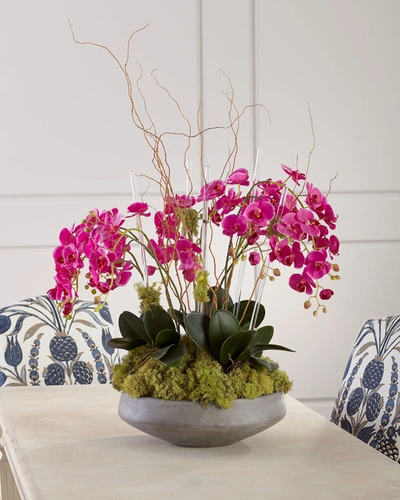 John-richard Collection Crystal Orchid Garden Floral Arrangement In Pink