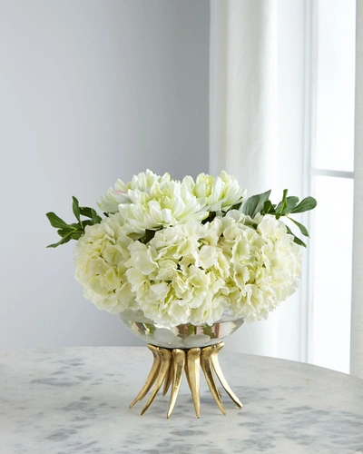 John-richard Collection Elegant Hydrangeas In White/gold