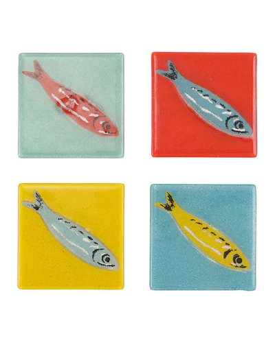 Vietri Pesci Colorati Assorted Fish Coasters, Set Of 4