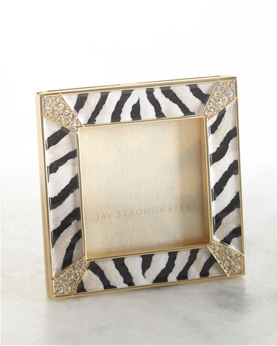 Jay Strongwater Leland Zebra Striped Pave Frame, 2" In Black