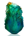 Daum Fleur De Paon Vase - Small In Blue/green