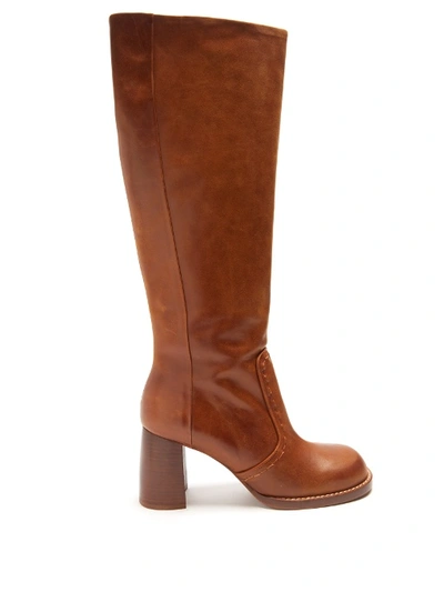 Joseph Woman Thompson Burnished-leather Boots Light Brown