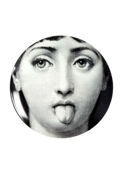 Fornasetti Tema E Variazioni N. 82 Tongue Out Wall Plate In Black/white