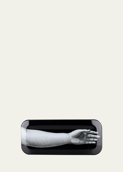 Fornasetti Mano Tray 25x60 Cm In Black/white
