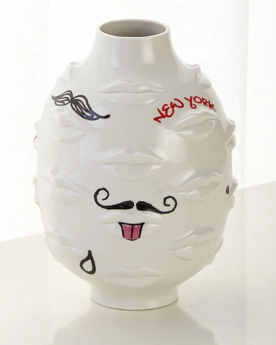 Jonathan Adler Gala Graffiti Round Vase In White