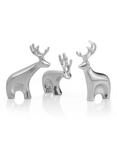 Nambe Holiday Miniature Dasher Reindeer Figurine Set In Silver