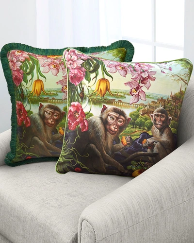 Yana Movchan Monkey Falling In My Dream Accent Pillow