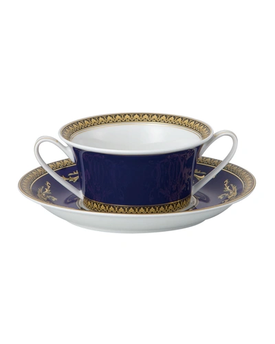 Versace Medusa Blue Cream Soup Cup & Saucer