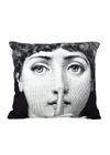 Fornasetti Cavalieri Silenzio Cushion In White/black