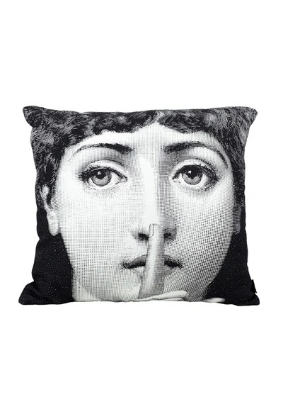 Fornasetti Cavalieri Silenzio Cushion In White/black