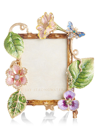 Jay Strongwater Flora & Fauna Fray Dutch Floral 14k Goldplated, Swarovski Crystal & Enamel Picture Frame In Multi