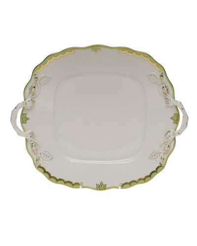 Herend Princess Victoria Green Square Cake Plate With Handles