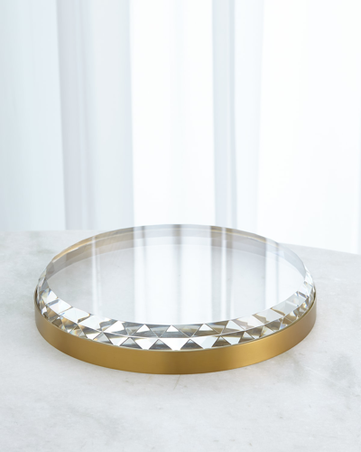Global Views Banded Crystal Tray In Brass