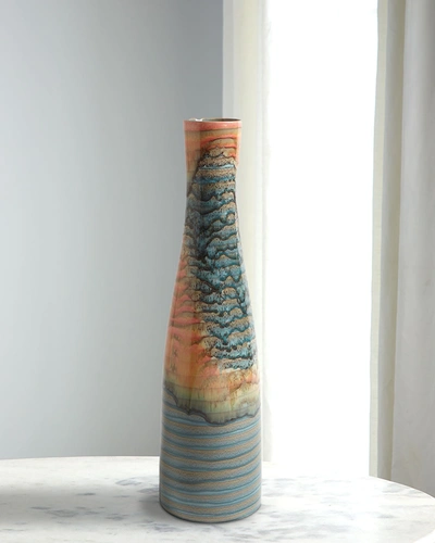 Global Views Watercolor Ringed Vase In Multi