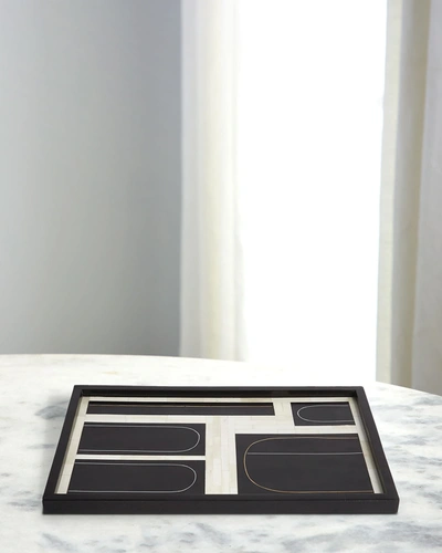 Global Views Brass Loop Tray In Black/white