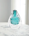 John-richard Collection Azure Art Glass Vase With Bubbles In Teal