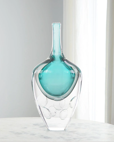 John-richard Collection Azure Art Glass Vase In Teal
