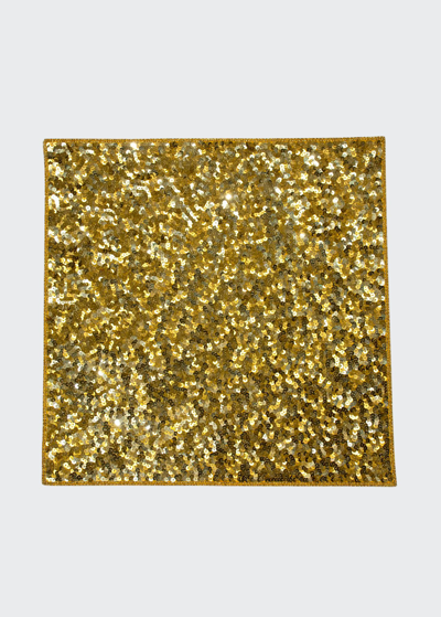 Nomi K Gold Sequin Square Hand Beaded Placemat