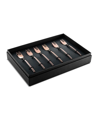 Mepra Due Bronxo 6-piece Cake Fork Set In Rose Gold