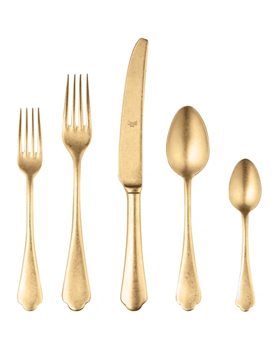 Mepra Dolce Vita Pewter Oro 5-piece Flatware Set In Gold