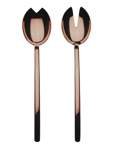 Mepra Due Bronzo Salad Servers In Rose Gold