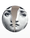 Fornasetti Tema E Variazioni N. 10 Broken Face Platinum Wall Plate In Black Pattern