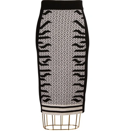 Kenzo Geo Tiger Wool-blend Skirt In Black