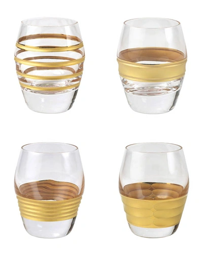 Vietri Raffaello 4-piece Assorted Liquor Glass Set In Gold