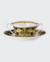 Versace Grey Prestige Gala Cream Soup Cup & Saucer In Bleu