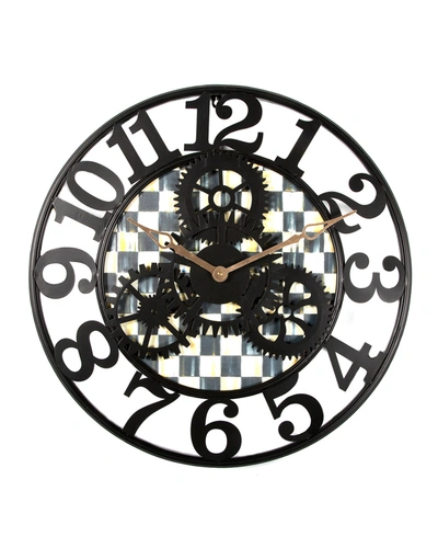 Mackenzie-childs Courtly Check Small Farmhouse Wall Clock In Black