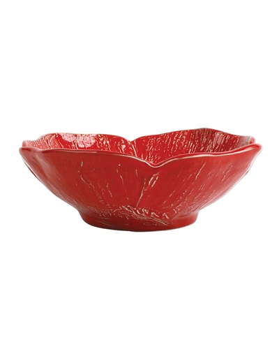 Vietri Lastra Poppy Medium Figural Stoneware Serving Bowl In Poppy Red
