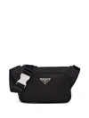 Prada Men's Re-nylon And Saffiano Leather Shoulder Bag In Black