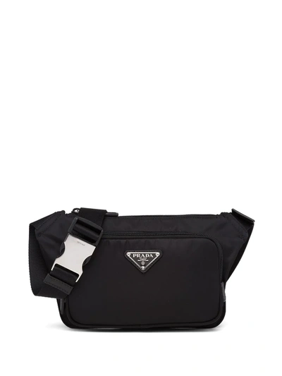 Prada Men's Re-nylon And Saffiano Leather Shoulder Bag In Black