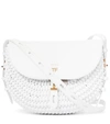 Tom Ford T Twist Small Woven Leather Saddle Crossbody Bag In U1000 White