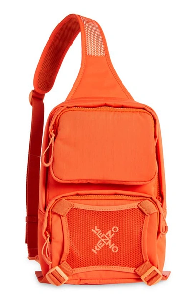 Kenzo Men's One-shoulder Nylon Backpack In Deep Orange