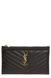 Saint Laurent Monogramme Grain De Poudre Bill Pouch Wallet In Nero