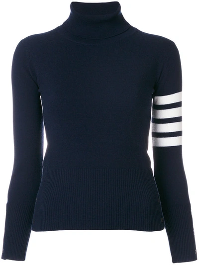 Thom Browne Striped Turtleneck Sweater In Blue