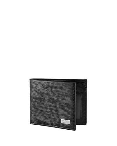 Ferragamo Men's Revival Hammered Leather Wallet In Nero