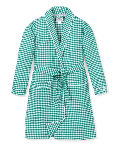 Petite Plume Gingham Flannel Robe In Green