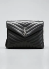 Saint Laurent Loulou Medium Ysl Matelasse Calfskin Flap-top Shoulder Bag In Black