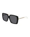 Gucci Colorblock Acetate Oversized Square Sunglasses In Black