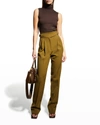 Majestic Soft Touch Viscose Sleeveless Turtleneck Top In Brown