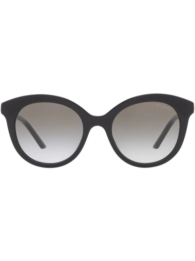 Prada Round Acetate Sunglasses In Black