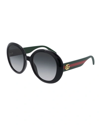 Gucci Round Web Arm Sunglasses In Black